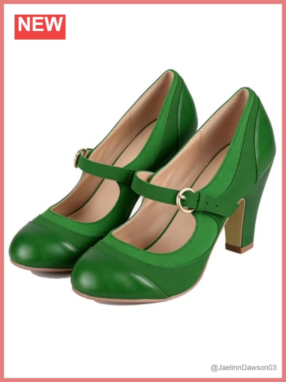 Women's Retro Kitten Heel Mary Jane Pumps, Mid Chunky Heel Dress Shoes with